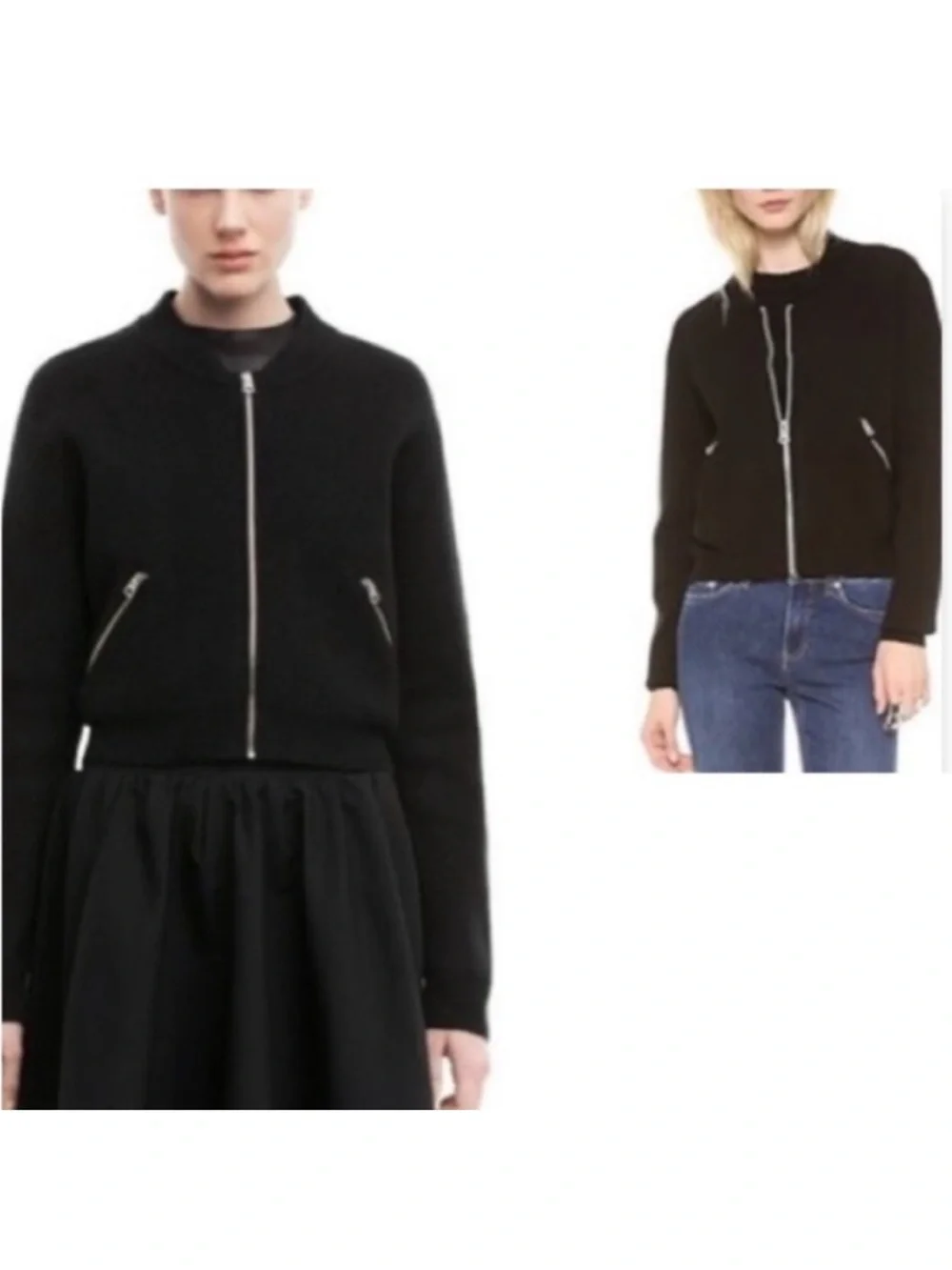 Acne Studios Olympia Zip Up Knit Jacket Size Small Black - Picture 3 of 10